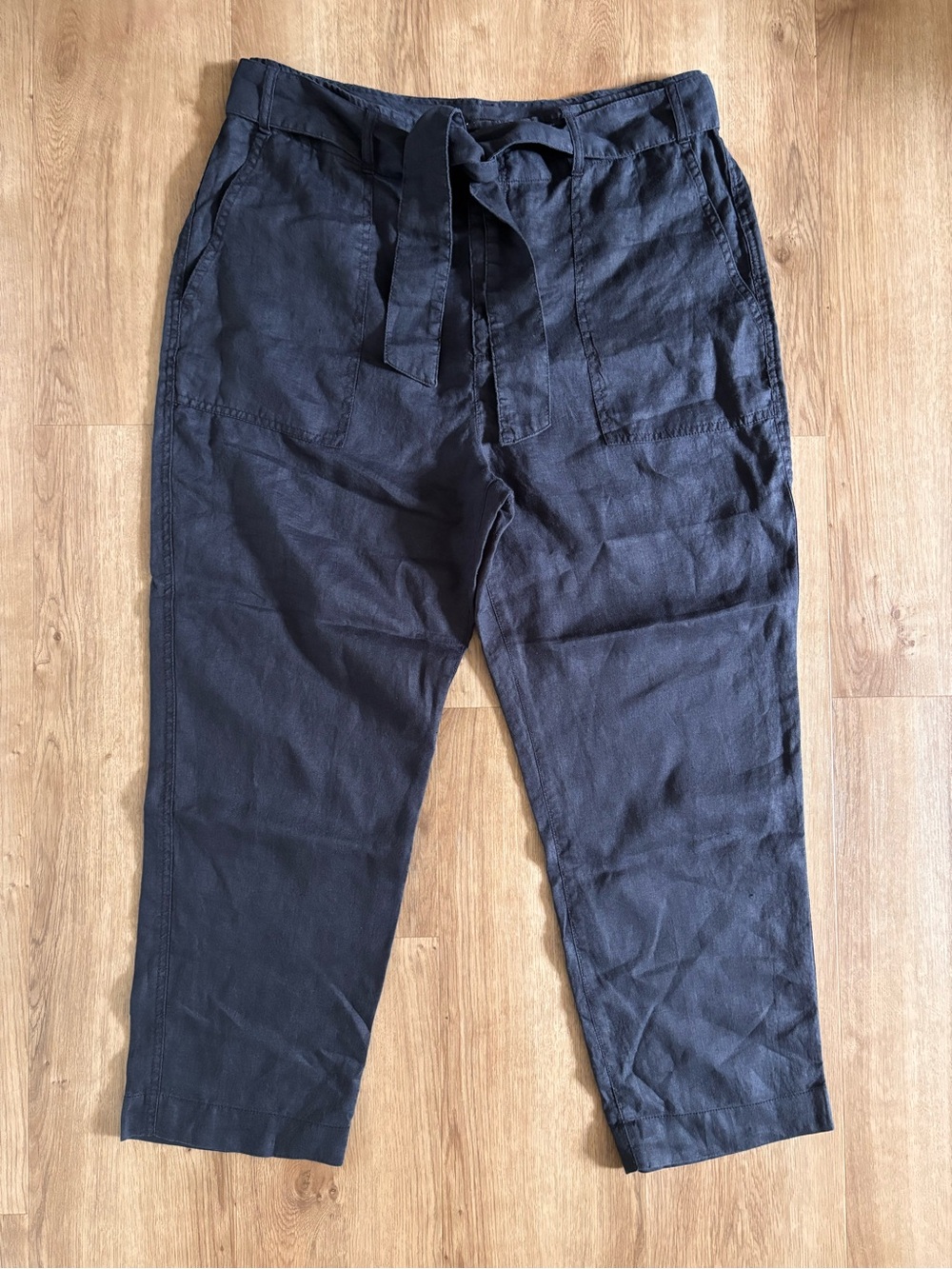Ralph Lauren Linen Pants Women’s 14 Navy Tie-Waist
